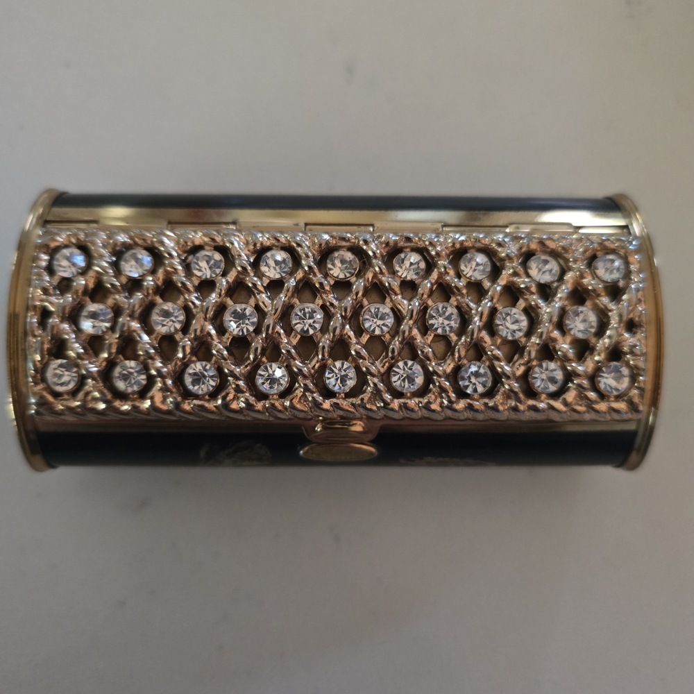 Elegant Vintage Black and Gold Cosmetic Case